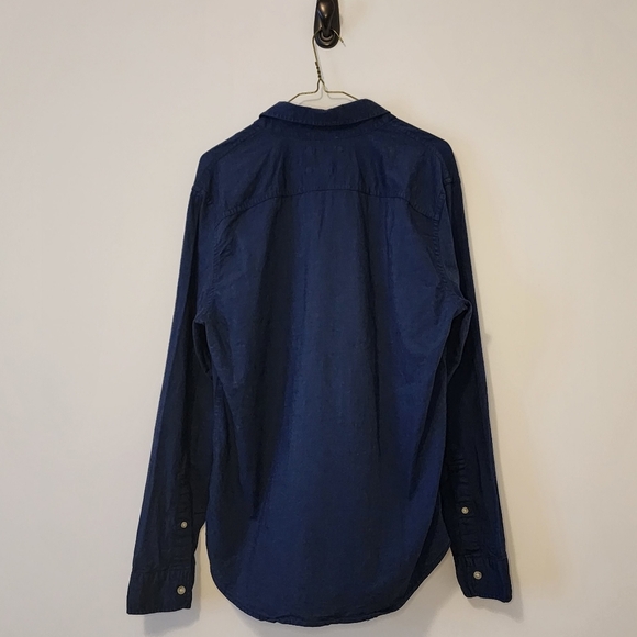 Hollister Stretch Blue Long Sleeve Shirt Medium Button-Down - Picture 2 of 5
